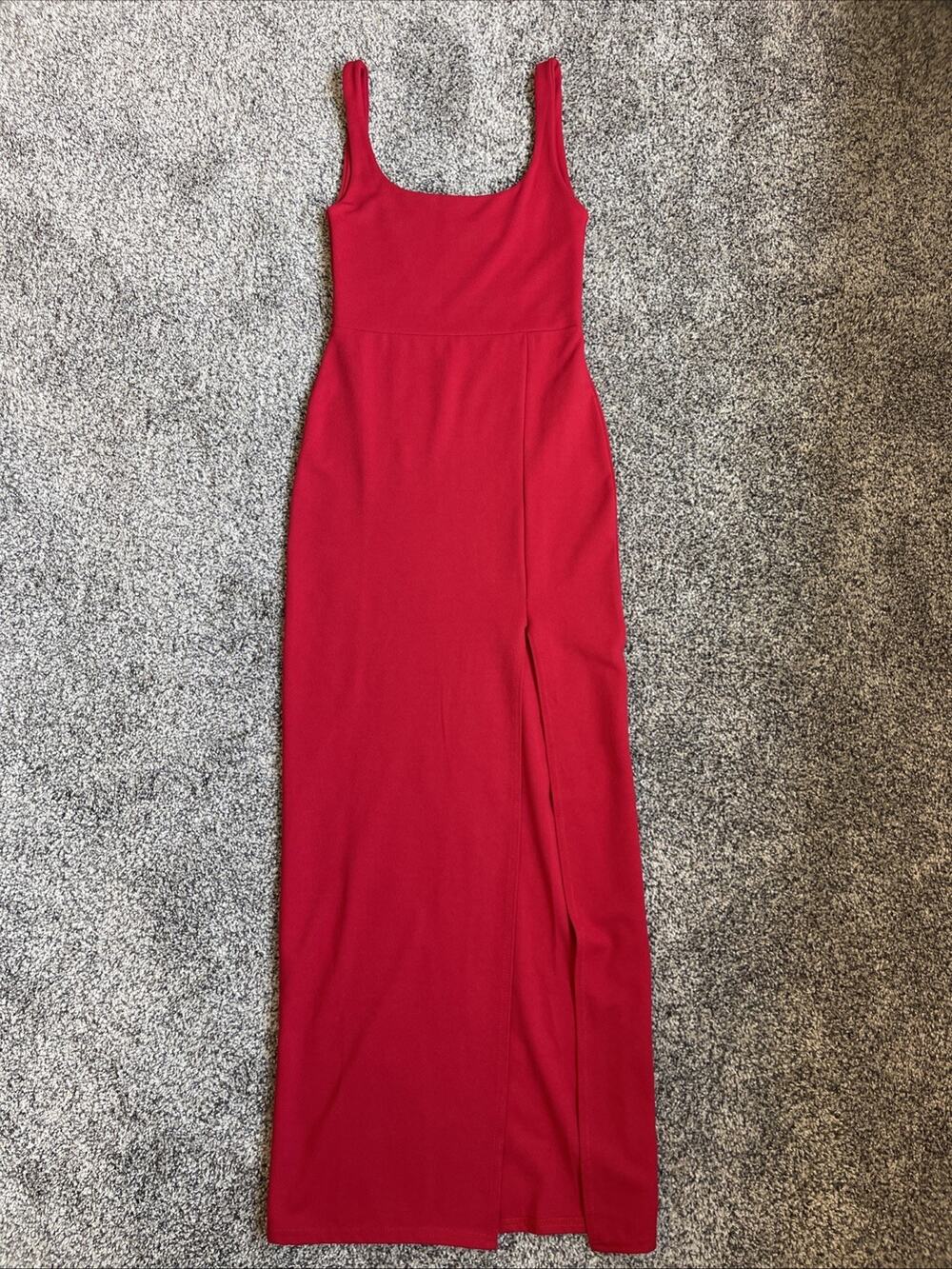 Nastygal Square With Me Red Maxi Dress High Side Slit Women’s US Size 4